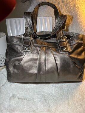 COACH SOHO LARGE PLEATED Metallic Bronze BUSINESS TOTE HANDBAG  F13733
